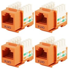 4 Pcs Cat6 RJ45 Network LAN Ethernet Keystone Jack 100 Punch Down Snap-in orange picture