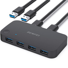 USB 3.0 KVM Switch, Dual Computer USB Switch 4 Ports, Share Keyboard Mouse picture