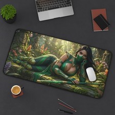 Jade Desk Mat, Mortal Kombat Mouse Pad, Ninja Fighter Gamer Desk Decor picture