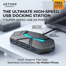 7 Ports USB 3.0 Hub High-Speed USB Docking Station with Type-C Power Port picture