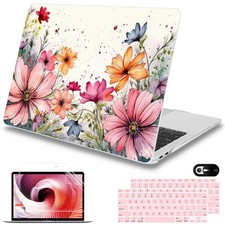 MacBook Air 13 M1 Case A2337 A1932 A2179 Hard Shell + Keyboard Cover, Floral NEW picture