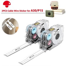 2-Roll Phomemo A30 P15 Cable Wire Label Tapes Black on White 3/8