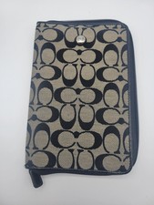 Pre Owned Coach Khaki Signature Print Tablet Case picture