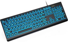 SABLUTE K11PRO Large Print Backlit Keyboard, 3X Larger Font Wired USB Lighted Co picture