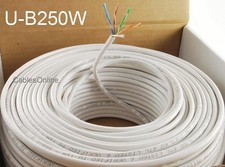 250ft Cat5e 350MHz UTP 24AWG solid pure copper, Riser Rated CMR Cable, White picture
