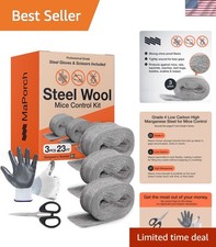 Versatile Steel Wool Rodent Barrier – 22.5ft Total, Gloves & Scissors Included picture