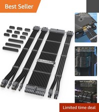 Professional Black Braided PSU Extension Cable Set: 16AWG, 4 Cables Included picture
