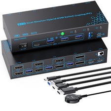 2 Monitors 4 Computers KVM Switch Laptop and Desktop 4 Port 18cm, Black-02 picture