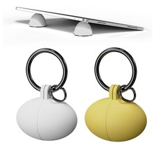 4 PCS Portable Egg Keyring Anti-Slip Silicone Laptop Pad Stand White/Yellow picture