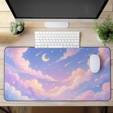 Pastel Moon Cloud Desk Mat, Dreamy Sky Mouse Pad, Celestial Kawaii Desk Pad picture