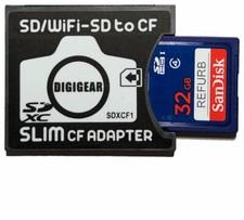 32GB Sandisk -Ref SD W/ SD to SLIM CF Compact Flash Memory Card Adapter picture