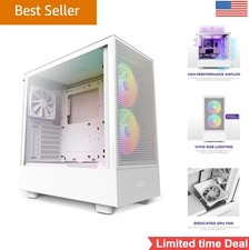 ATX Mid Tower PC Gaming Case White High Airflow Tempered Glass RGB Fans picture