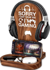 Wooden Gaming Headset Stand Holder Gamer Room Decor Gift for Men Teen Boys picture