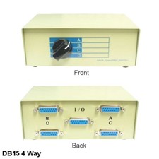 KNTK 4-Way DB15 Data Transfer Switch Box Rotary for PC MAC Display JoyStick picture