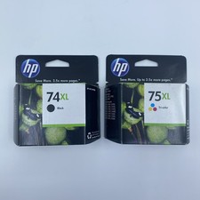 Genuine HP 74XL 75XL Black & Color Ink Cartridge 2-Pack Sealed - Expired 2012 picture