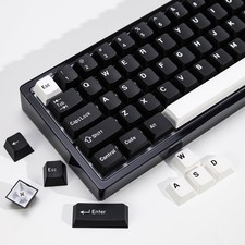174 Keys WOB PBT Double Shot Custom Cherry Profile Keycap Set Black White picture