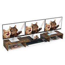 WESTREE Triple Dual Monitor Stand Riser, Extra Long Monitor Stand for brown picture