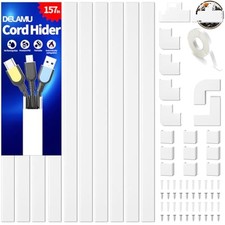 Wall Cord Hider 157 in White Cable Raceway 0.95 x 0.55 in PVC picture