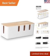 Elegant Wooden Cable Management Box, 12x5x4.5 In, Stylish Organizer for Cords picture