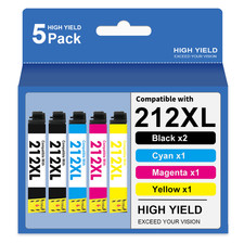 5 Pack 212XL Ink replacement for Epson Workforce XP-4100 XP-4105 WF-2810 WF-2830 picture