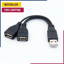 1 Male Plug To 2 Female Socket USB 2.0 Extension Line Data Cable Power Adapter picture