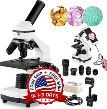 Microscopio con kit de portaobjetos para estudiantes laboratorio escolar en casa picture
