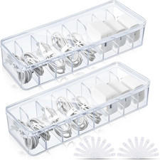 Tatuo Cord Organizer Box with Lid, Clear, 2 Pack picture