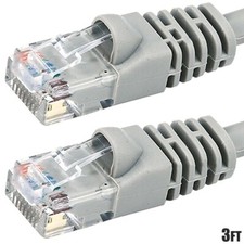 3FT Cat5e RJ45 Network LAN Ethernet UTP Crossover Cable Copper Wire Gold Gray picture