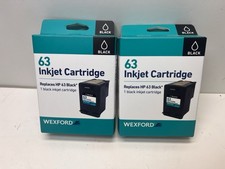 Wexford 63 Black Ink Cartridges  Replaces HP 63 New in Box Sealed Lot of 2 Box picture