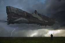 Landscape science fiction spaceship futuristic vehicle Custom Gaming Mat Desk picture