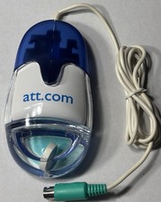 Vintage AT&T Aqua Computer Mouse AM-940-P PS/2 Blue White Promotional Retro picture