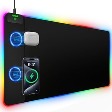 Mouse Pad with 15W Magnetic Wireless Charging 31.5x15.75 Inch, RGB Mousepad ... picture