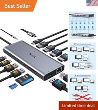 14-in-1 USB C Docking Station: Dual HDMI & DisplayPort for 4K Laptop Support picture