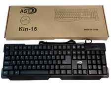 AST Wired USB Membrane Keyboard Slim 104 Keys Black for Home Computer PC Laptop picture
