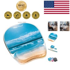 Ergonomic Photo Gel Mouse Pad with Wrist Rest - Sandy Beach Design 9.3