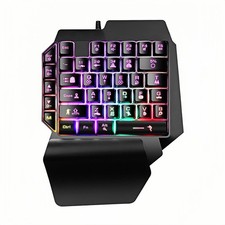 Guiheng Wired One Handed Gaming Keyboard Rainbow LED Backlit 39 Keys Portable... picture