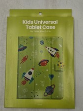 Kids Space Theme Tablet Case, Green Multicolor, Fits 7-11