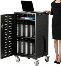 Charging Cart Lockable Steel for Chromebook & Tablet Ventilated Mobile Station picture