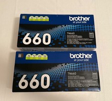 OEM 2 NEW GENUINE BROTHER TN-660, TN660 SEALED HIGH YIELD BLACK TONER OPEN BOXES picture