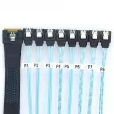 PCIe Slimline SAS SFF-8654 8i Full Lock to 8X SATA Straight Hard Drive Cable picture