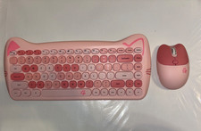 Geezer  Pink Wireless Mini Keyboard and Mouse Set - Cute Cat-Like Design picture