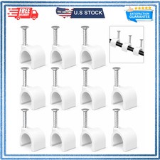 100 Pcs 10mm Nail In Cable Clips Wire Holder Tacks for Ethernet Coax Cord Wall picture
