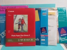 Lot 5 Packs Avery, IBM & Glossy Canon Etc Photo Paper, Cards, Envelopes Mixed  picture