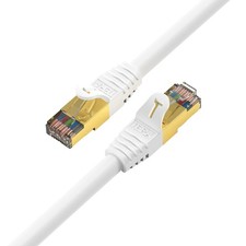 75 ft White Premium CAT7 Double Shielded 10 Gigabit 600MHz Ethernet Cable picture