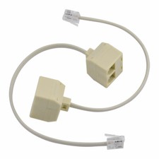 Plastic RJ11 6P4C Double Holes Female Telephone Wire Cable Inline Splitter 2pcs picture