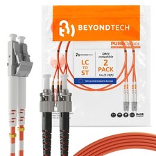 2 PCS 1m 3.28 FT LC To ST Fiber Patch Cable UPC Multimode Duplex OM1 Cord picture