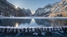 Landscape nature mountains river water italy sunrise ice Custom Gaming Mat Desk picture