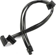 2Pcs Black Motherboard ATX Mini 4 Pin to 2X Right-Angle 15 Pin SATA Hard Drive H picture