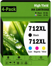 712XL Ink Cartridges Compatible For DesignJet T210 T230 T230 T520 T630 (4Pack) picture