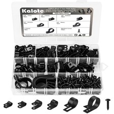 320PCS Black R Cable Clips 6 Sizes 3/16 1/4 3/8 1/2 3/4 1 Inch Nylon Kit picture